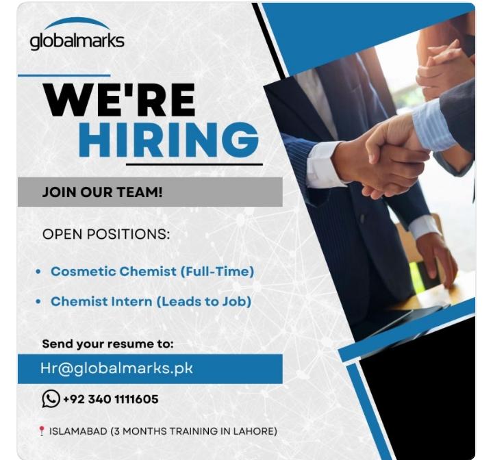 Cosmetic Chemist Jobs 2026 in Islamabad: Apply Now