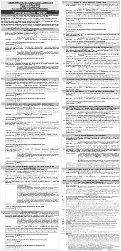 KPPSC Jobs 2026 – Latest Peshawar Govt Vacancies Apply Now