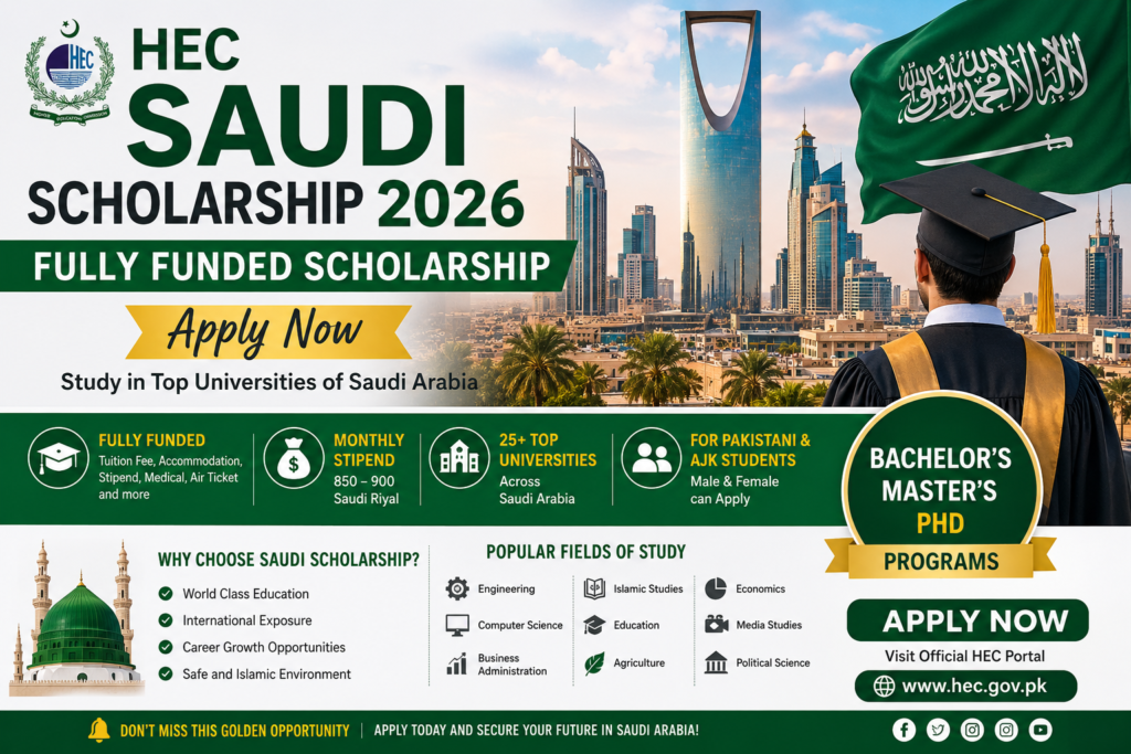 HEC Saudi Scholarship 2026 Fully funded scholarship: Apply Now