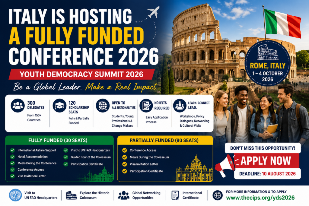 Italy Is Hosting a Fully Funded Conference 2026 | Fully Funded Youth Democracy Summit in Rome